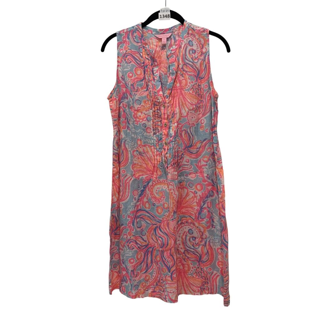 Lily Pulitizer, Neon, Bright Summer Paisley Dress, S, Pink, Orange Barbie